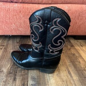 Faded Glory Flex Trail Black, Red, White Cowboy Western Boot Big Kid Size 3